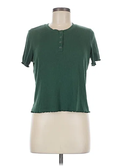 Pre-owned American Eagle Outfitters Short Sleeve Henley Shirt In Green