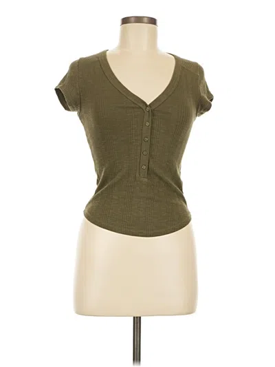 Pre-owned American Eagle Outfitters Short Sleeve Henley Shirt In Green