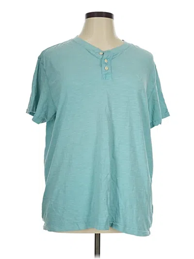 Pre-owned American Eagle Outfitters Short Sleeve Henley Shirt In Teal