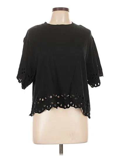 Pre-owned American Eagle Outfitters Short Sleeve Top Black Keyhole Neckline Tops