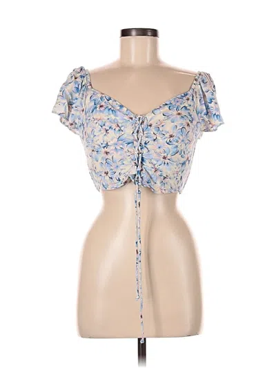 Pre-owned American Eagle Outfitters Short Sleeve Top Blue Sweetheart Neckline Tops