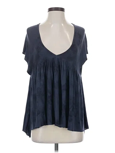 Pre-owned American Eagle Outfitters Short Sleeve Top Blue V Neck Tops