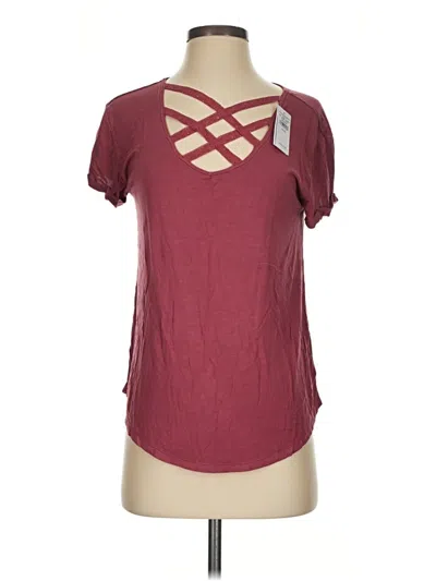 American Eagle Outfitters Short Sleeve Top Burgundy Keyhole Neckline Tops
