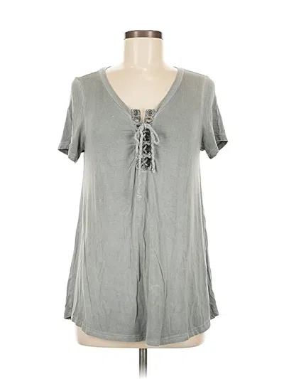 Pre-owned American Eagle Outfitters Short Sleeve Top Gray Keyhole Neckline Tops