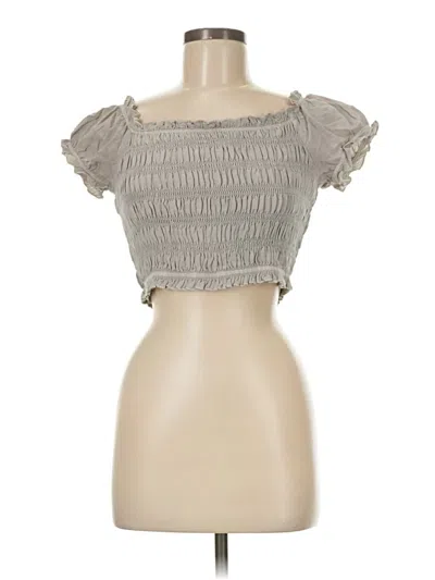 American Eagle Outfitters Short Sleeve Top Gray Square Neckline Tops