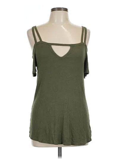Pre-owned American Eagle Outfitters Short Sleeve Top Green Cold Shoulder Neckline Tops