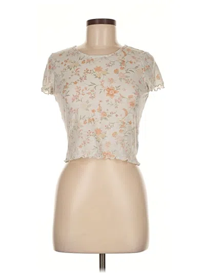 Pre-owned American Eagle Outfitters Short Sleeve Top Ivory Mock Neckline Tops In White