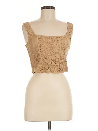 Pre-owned American Eagle Outfitters Sleeveless Blouse In Tan