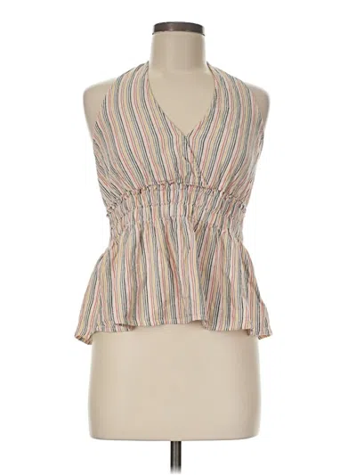 Pre-owned American Eagle Outfitters Sleeveless Blouse In Tan