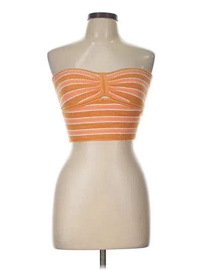 Pre-owned American Eagle Outfitters Sleeveless Top Orange Strapless Neckline Tops