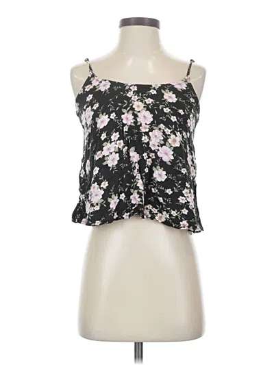 Pre-owned American Eagle Outfitters Tank Top Black Floral Pattern Square Neckline Tops