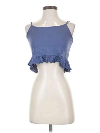 Pre-owned American Eagle Outfitters Tank Top Blue Ruffles Neckline Tops