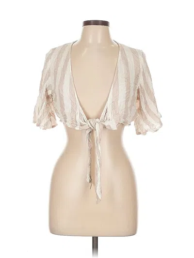 Pre-owned American Eagle Outfitters Tank Top Ivory Plunge Neckline Tops In White