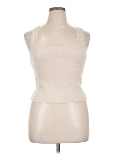Pre-owned American Eagle Outfitters Tank Top Ivory Square Neckline Tops In White