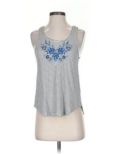Pre-owned American Eagle Outfitters Tank Top Silver Floral Pattern Halter Neckline Tops