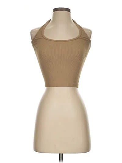 Pre-owned American Eagle Outfitters Tank Top Tan Halter Neckline Tops In Brown