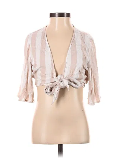 Pre-owned American Eagle Outfitters Tank Top Tan Plunge Neckline Tops In Brown