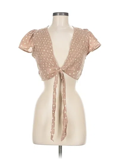 Pre-owned American Eagle Outfitters Tank Top Tan Plunge Neckline Tops In Brown