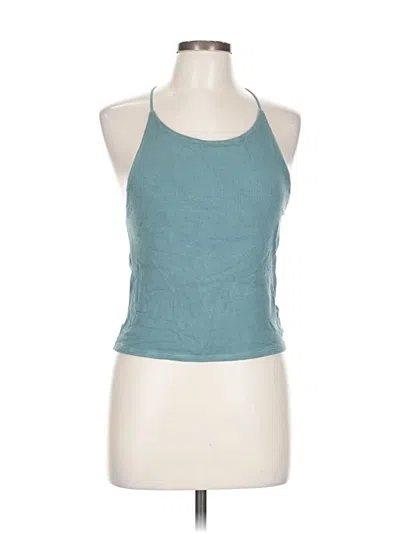 Pre-owned American Eagle Outfitters Tank Top Teal Halter Neckline Tops In Blue