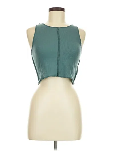 Pre-owned American Eagle Outfitters Tank Top Teal Halter Neckline Tops In Blue
