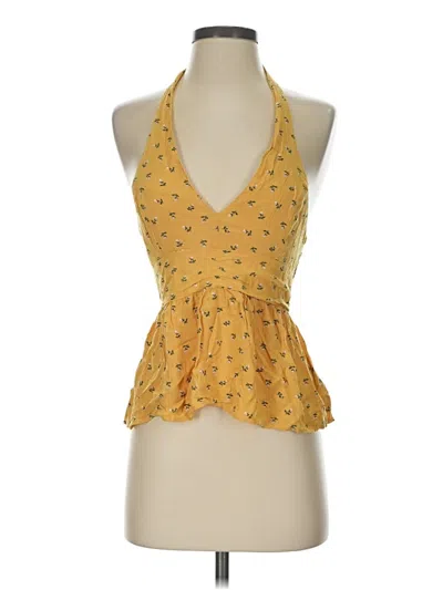 Pre-owned American Eagle Outfitters Tank Top Yellow Halter Neckline Tops