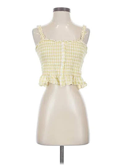 Pre-owned American Eagle Outfitters Tank Top Yellow Ruffles Neckline Tops