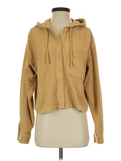 Pre-owned American Eagle Outfitters Zip Up Hoodie In Tan