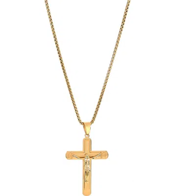 American Exchange 18k Gold Plated Stainless Steel Crucifix Pendant Necklace