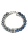 American Exchange Beaded Chain Bracelet In Silver/blue