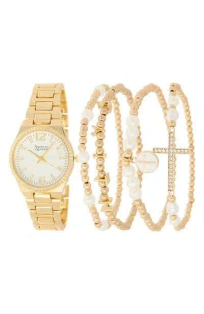 American Exchange Bracelet Watch & Assorted Bracelets Set, 32mm In Gold