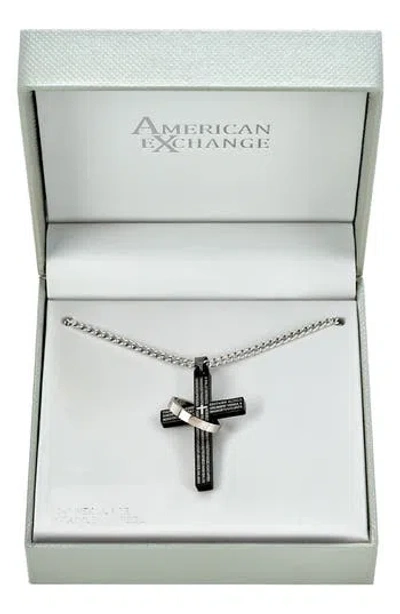 American Exchange Cross & Ring Pendant Necklace In Silver