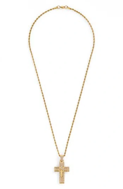 American Exchange Cross Pendant Necklace In Gold
