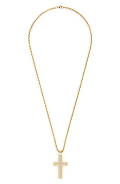 American Exchange Cross Pendant Necklace In Gold