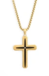 American Exchange Cross Pendant Necklace In Gold/black