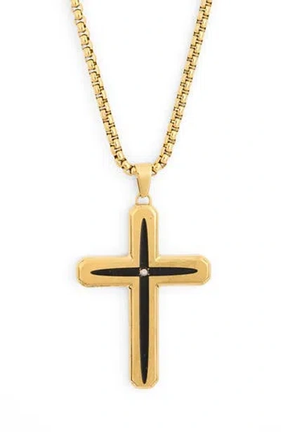 American Exchange Cross Pendant Necklace In Gold/black