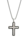 American Exchange Cross Pendant Necklace In Silver/black