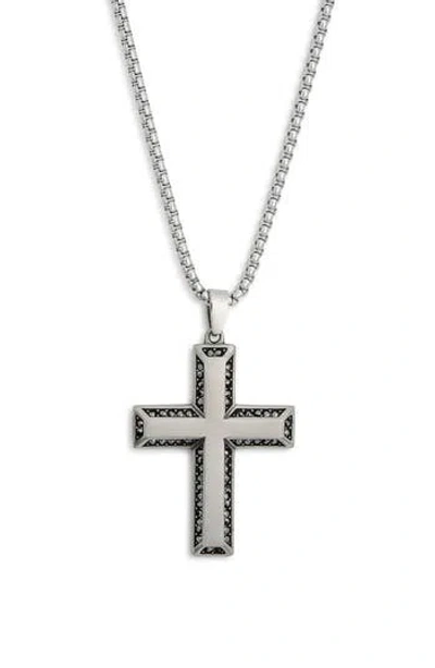 American Exchange Cross Pendant Necklace In Silver/black