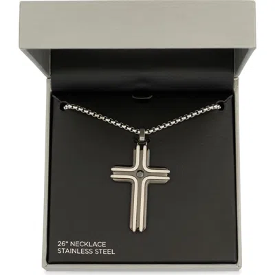 American Exchange Cross Pendant Necklace In Silver/gun