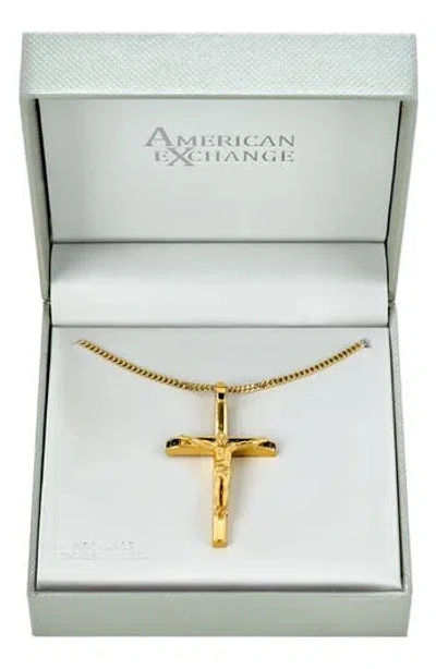 American Exchange Crucifix Pendant Necklace In Gold
