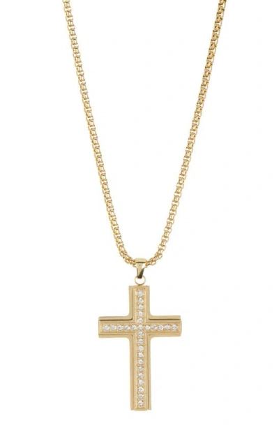 American Exchange Crystal Cross Pendant Necklace In Gold