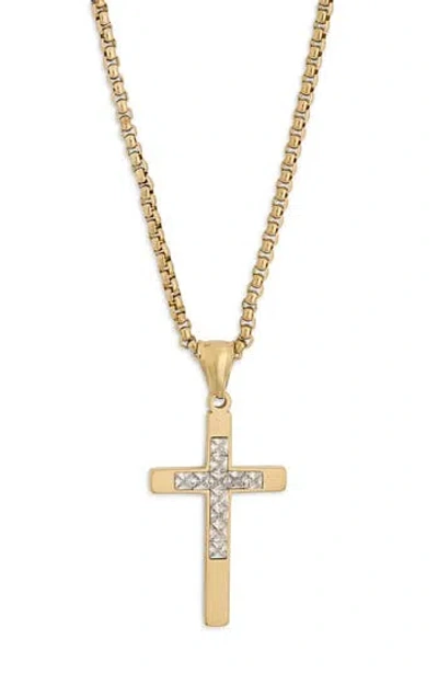 American Exchange Crystal Cross Pendant Necklace In Gold
