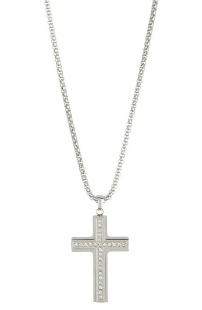 American Exchange Crystal Cross Pendant Necklace In Metallic