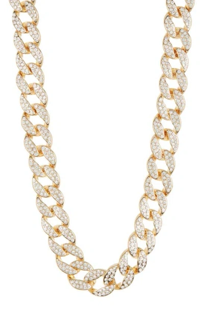 American Exchange Crystal Cuban Chain Necklace In Gold