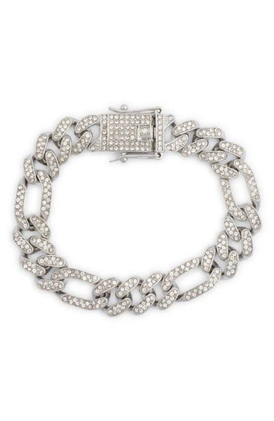 American Exchange Crystal Figaro Chain Bracelet In Metallic