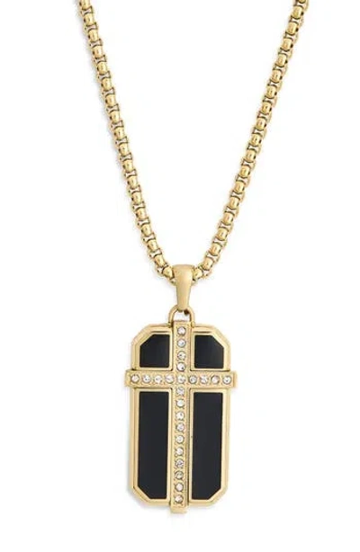 American Exchange Cubic Zirconia Cross Dog Tag Pendant Necklace