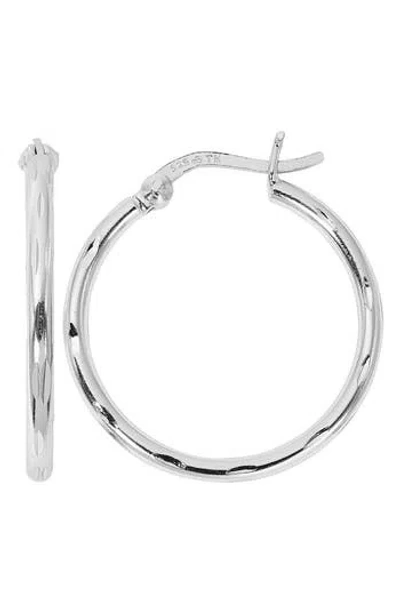 American Exchange Diamond-cut Hoop Earrings In White
