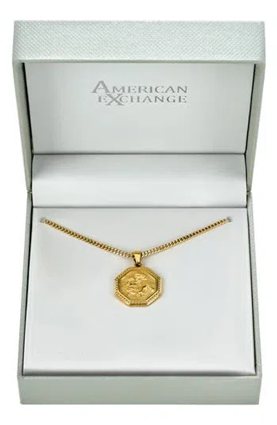 American Exchange Dragon Medallion Necklace In Gold