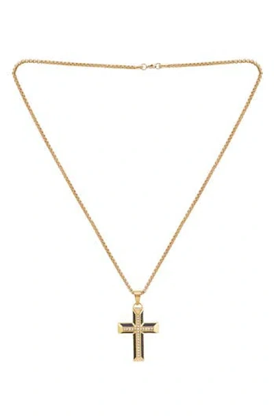 American Exchange Goldtone Plated Stainless Steel Diamond Cross Necklace