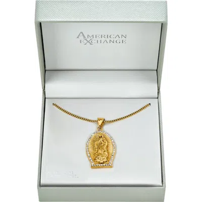 American Exchange Holy Mary Pendant Necklace In Gold