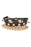 American Exchange Layered Bracelet In Gold/black